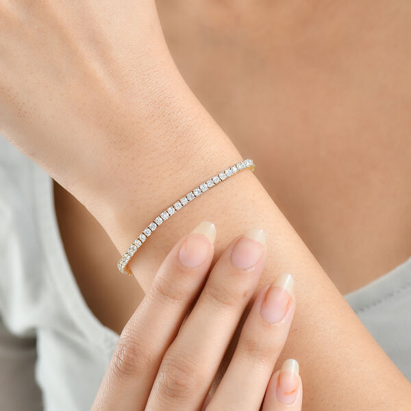 LUXURIANT VS-EF Labor Diamant 19cm Armband, 925 Silber 750 Gelbgold Vermeil - 4 ct. image number 2