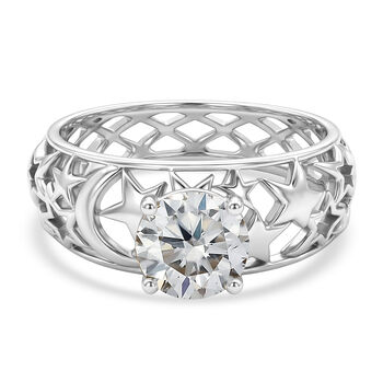 D'Joy Moissanit Ring 925 Silber Platiniert (Gr&ouml;&szlig;e 17.00) ca. 1,20 ct