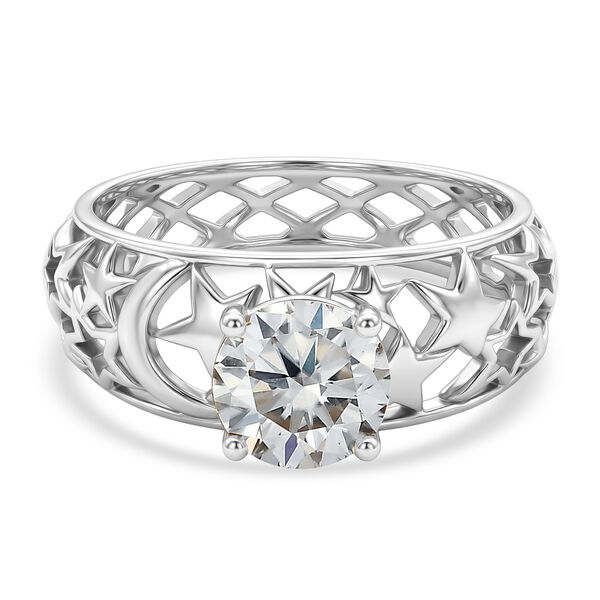 D'Joy Moissanit Ring 925 Silber Platiniert (Gr&ouml;&szlig;e 17.00) ca. 1,20 ct