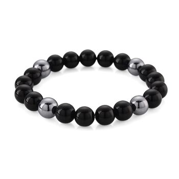 Terahertz, Schwarzer Glasachat Armband Flexibles (ca. 18 cm) ca. 125,00 ct.