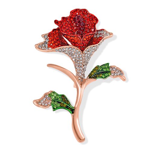 Mehrfarbiger Kristall Brosche Std Rose image number 0