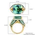 GP Art Déco Kollektion - Pfau Triplett Quarz, grüner Saphir und Kanchanaburi blauer Saphir emaillierter Ring in Silber image number 6