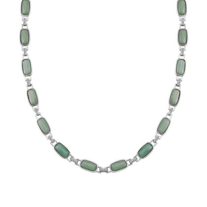Gr&uuml;ner Aventurin, Wei&szlig;er Kristall Halskette mit magnetischem Verschluss ca. 50 cm