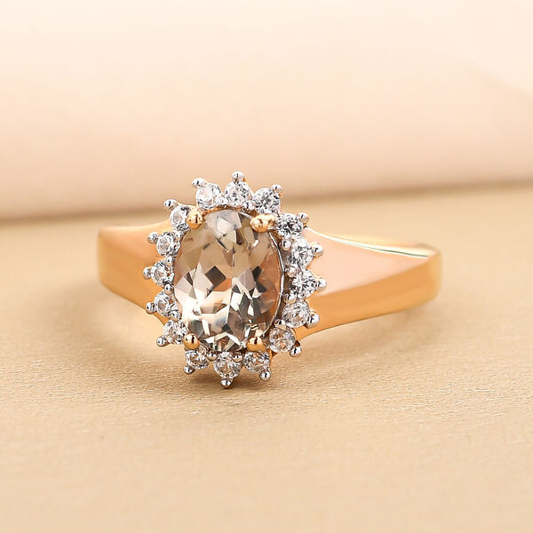 AAA Turkizit und wei&szlig;er Zirkon-Ring, 925 Silber Gelbgold Vermeil  ca. 1,65 ct image number 2