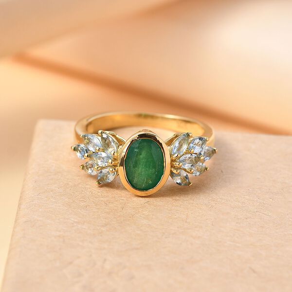 AA Kagem sambischer Smaragd und Aquamarin-Ring - 2 ct. image number 9