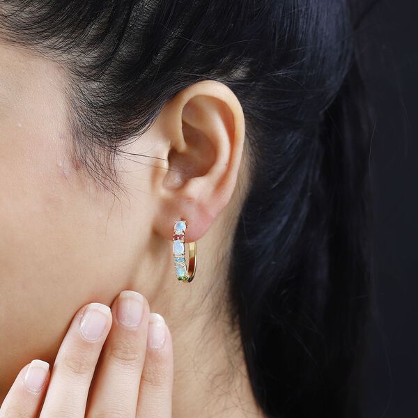 AA nat&uuml;rliche, &auml;thiopische Welo Opal und Multi-Edelstein-Ohrringe - 2,17 ct. image number 8