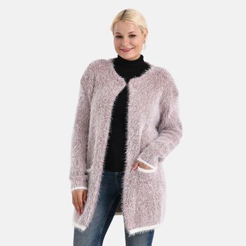 Kuschelweicher, langer &Uuml;bergangs-Cardigan mit 2 Taschen, gestrickt, Braun