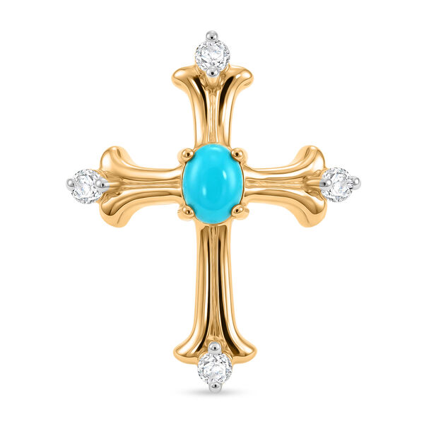 D'Joy AA Sleeping Beauty T&uuml;rkis, Wei&szlig;er Zirkon Anh&auml;nger 925 Silber 750 Vergoldet ca. 0,32 ct.