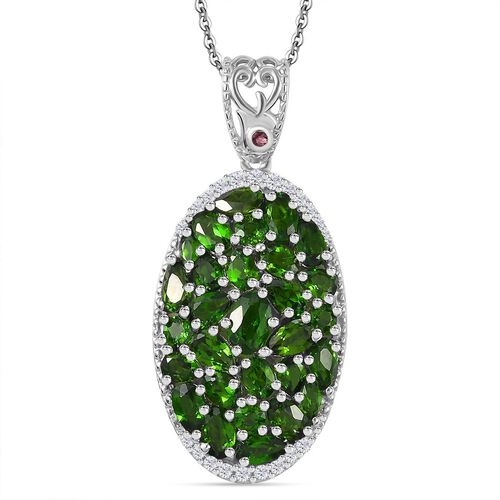 Natürlicher Chromdiopsid Anhänger mit Kette, 925 Silber rhodiniert ca. 6.52 ct image number 0
