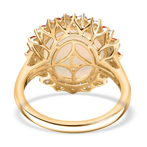 AAA Nat&uuml;rlicher, &auml;thiopischer Welo Opal, Padparadscha Saphir, Lab Grown Diamant Ring 585 Gold (Gr&ouml;&szlig;e 17.00) ca. 6.72 ct image number 5