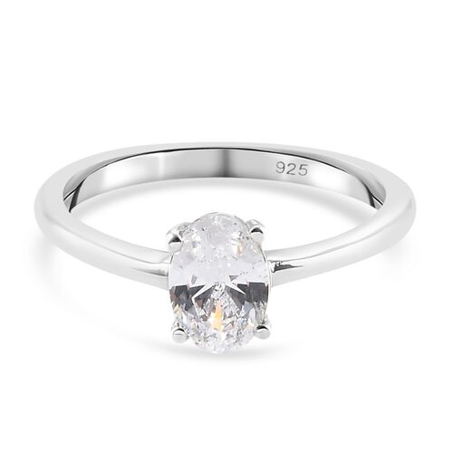 LUSTRO STELLA Hergestellt mit ZIRKONIA Solitär Ring 925 Silber Platin-Überzug (Größe 16.00) ca. 1,14 ct image number 0