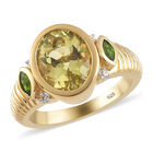 Ouro Verde-Quarz und Natürlicher Chromdiopsid Ring 925 Silber vergoldet image number 3