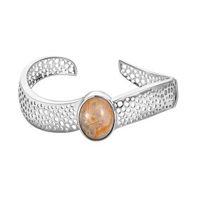 Spitze-Achat Designer Armreif ca. 19 cm, platiniert ca. 15.11 ct