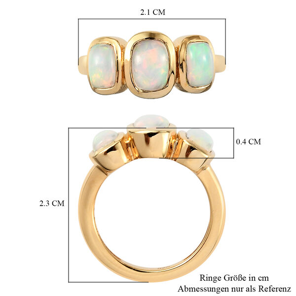 Nat&uuml;rlicher &Auml;thiopischer Opal 3 Stein Ring 925 Silber vergoldet  ca. 1,29 ct image number 7