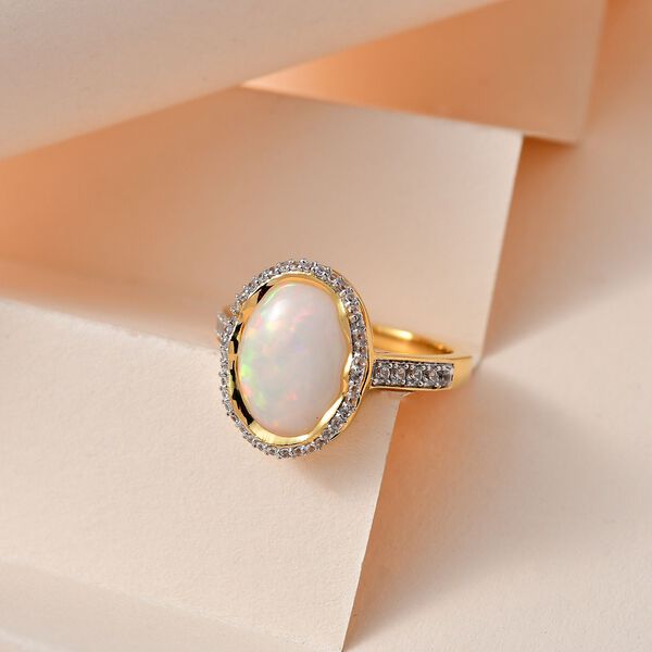 AAA nat&uuml;rlicher, &auml;thiopischer Welo Opal und Zirkon-Ring - 4,33 ct. image number 2