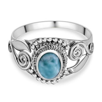 Royal Bali Kollektion - Larimar Ring 925 Silber (Gr&ouml;&szlig;e 16.00) ca. 1.51 ct