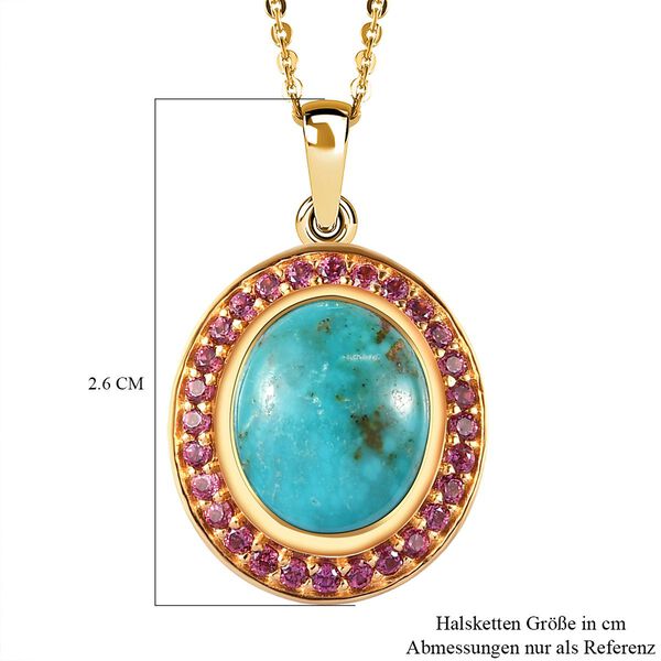 Sierra Nevada T&uuml;rkis und Rhodolith Granat Anh&auml;nger mit 50cm Kette - 5,02 ct. image number 6