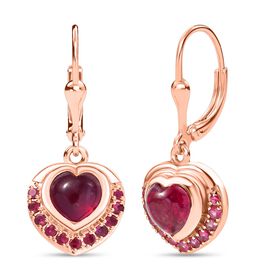 Königlicher Glamour- AAA Afrikanischer Rubin (Fissure gefüllt) Ohrringe 925 Silber 750 Roségold Vermeil ca. 4.56 ct