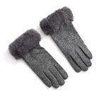 Kaschmir-Handschuhe mit Kunstfellbesatz und Touchscreen-Funktion, One Size, Grau