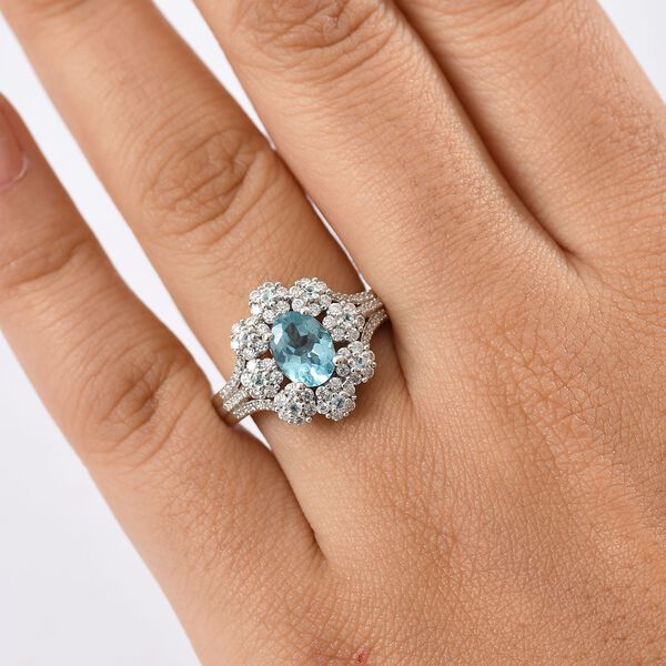Djoy AAA Betroka Blauer Apatit Ring 925 Silber rhodiniert (Größe 17.00) ca. 2.06 ct image number 2