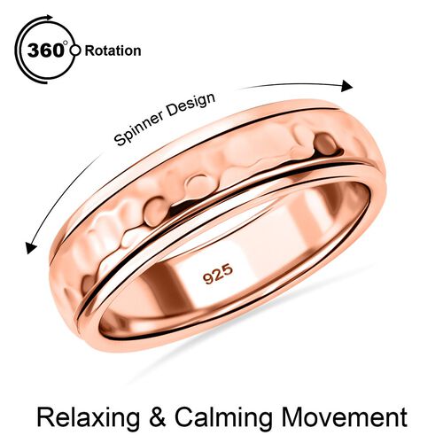 Strukturierter Spinning-Band-Ring, 925 Silber 750 Roségold Vermeil image number 0