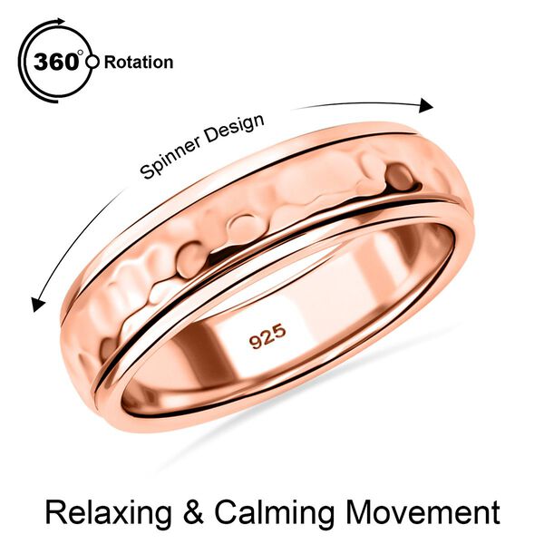 Strukturierter Spinning-Band-Ring, 925 Silber 750 Roségold Vermeil image number 0