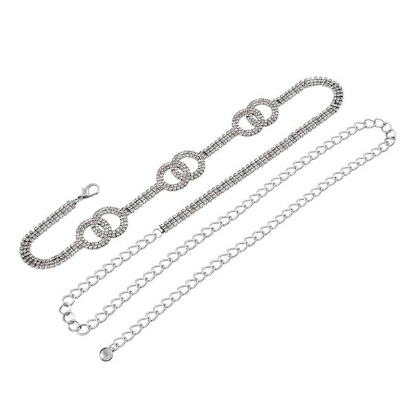 Kristall G&uuml;rtel ,100% Glaskristall und Metall, L130cm, 60g, silber