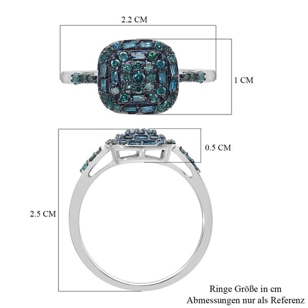 Blauer Diamant-Ring, 925 Silber platiniert  ca. 0,50 ct image number 6