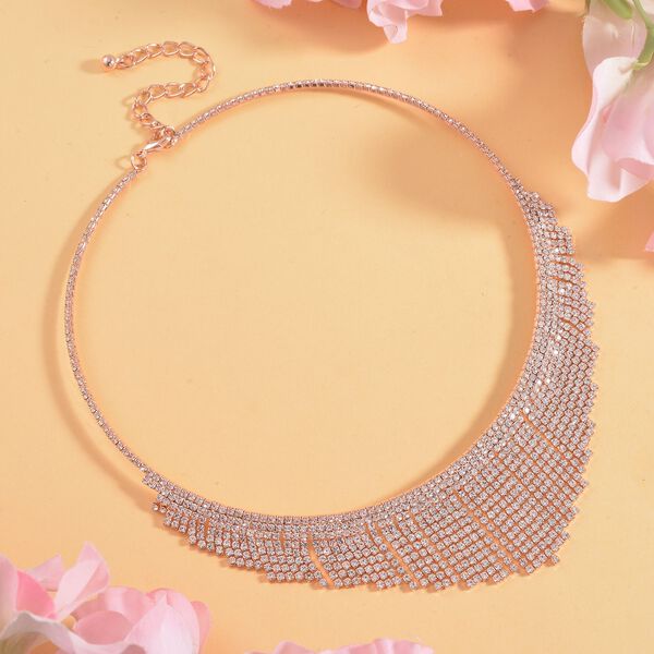 Wei&szlig;er Kristall Halskette ca. 40.5 c, ros&eacute;farben image number 1