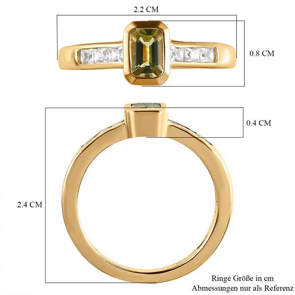Natürlicher, goldener Tansanit und weißer Zirkon-Ring - 0,99 ct. image number 7