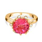 Sunset Quarz Triplette, Weißer Zirkon Ring, 925 Silber Gelbgold Vermeil, (Größe 20.00), ca. 4.38 ct