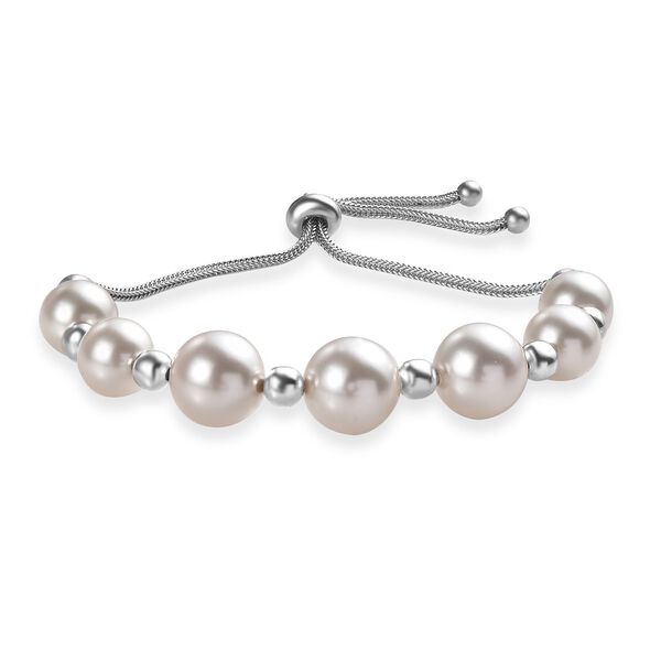 Kristall aus wei&szlig;er Perle Armband ca. 26.75 cm Edelstahl