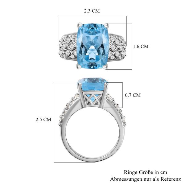 Himmelblauer Topas, weißer Zirkon Ring, 925 Silber platiniert (Größe 19.00) ca. 8.38 ct image number 7
