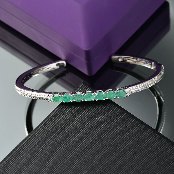 Whispers of Spring - D joy Kagem Sambischer Smaragd, Moissanit Armreif ca. 19 cm 925 Silber rhodiniert ca. 2,40 ct. image number 2