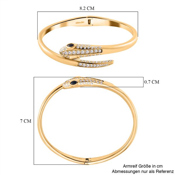 Schlangen Armreif, Wei&szlig;er Zirkonia, ca. 19 cm Reiner Edelstahl, vergoldet image number 5