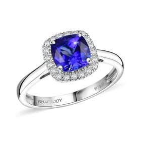 Rhapsody AAAA Tansanit, Weißer Diamant Ring 950 Platin (Größe 20.00) ca. 2,94 ct