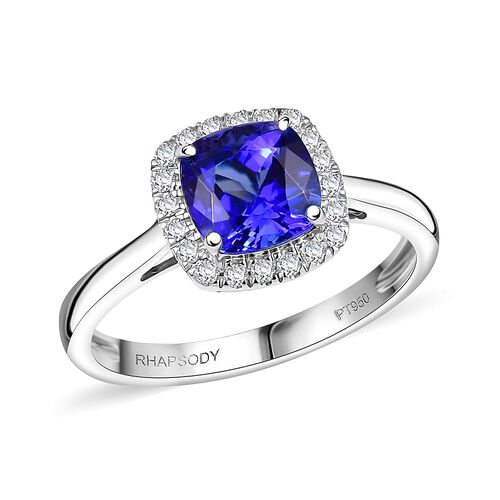 Rhapsody AAAA Tansanit, Weißer Diamant Ring 950 Platin (Größe 20.00) ca. 2,94 ct image number 0