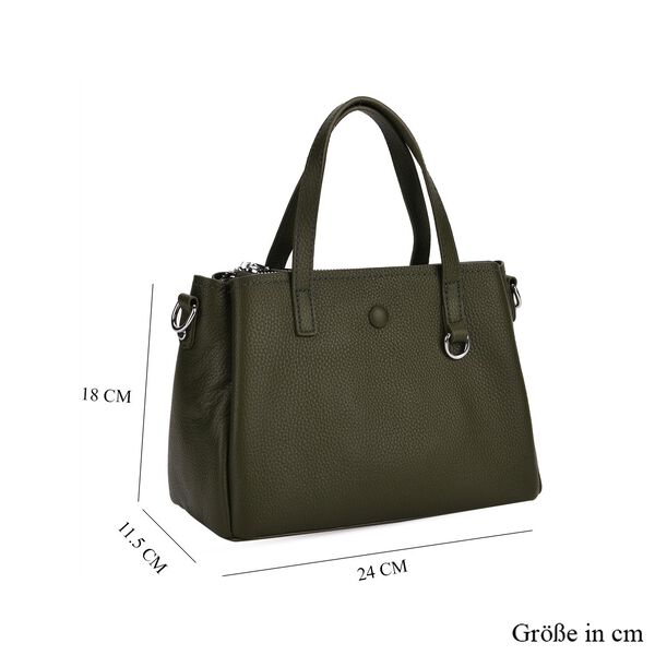 Crossbody-Tasche aus 100% echtem Leder mit Henkel und Schulterriemen, 24x11.5x18 cm, Grün image number 8