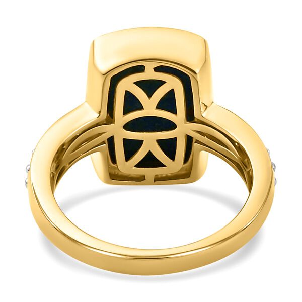 Natürlicher Tafelberg Shadowkite und weißer Zirkon-Ring, 925 Silber vergoldet (Größe 17.00) ca. 7,69 ct image number 6