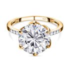 Moissanit Ring, 925 Silber Gelbgold Vermeil (Größe 20.00) ca. 4.80 ct