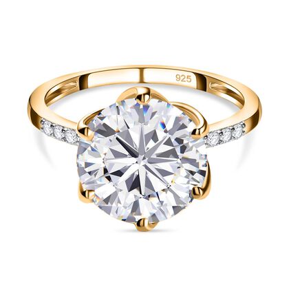 Moissanit Ring, 925 Silber Gelbgold Vermeil (Gr&ouml;&szlig;e 20.00) ca. 4.80 ct