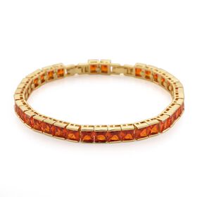 Rot  kubisches Zirkonia Armband ca. 18 cm mit 2.5 cm verlängerung, Goldfarben
