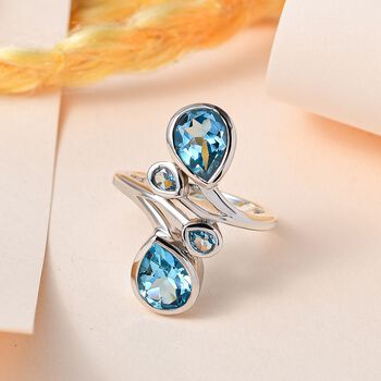 Schweizer Blautopas Bypass Ring - 4,24 ct.