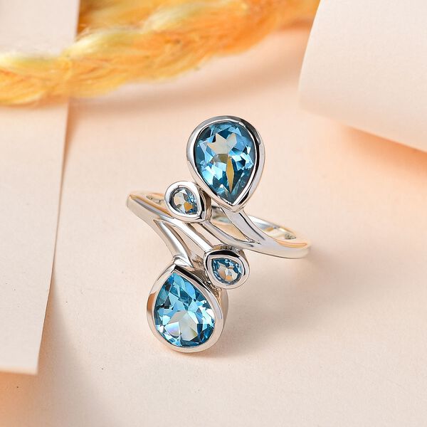 Schweizer Blautopas Bypass Ring - 4,24 ct. image number 1