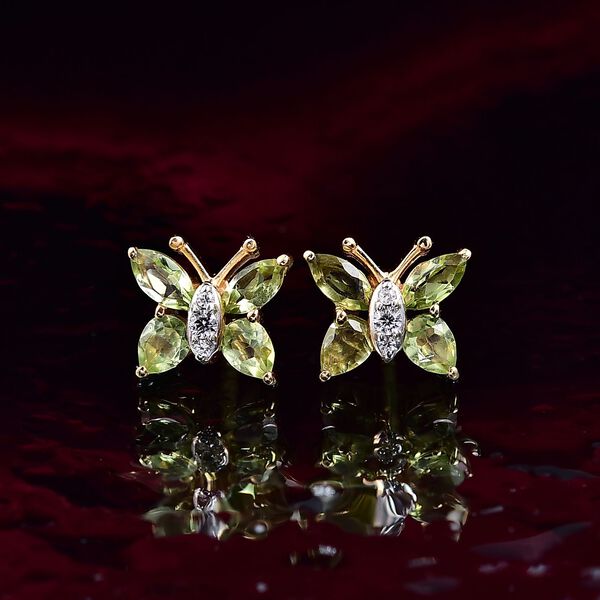 D'Joy Peridot Ohrringe 925 Silber vergoldet ca. 1.46 ct image number 2