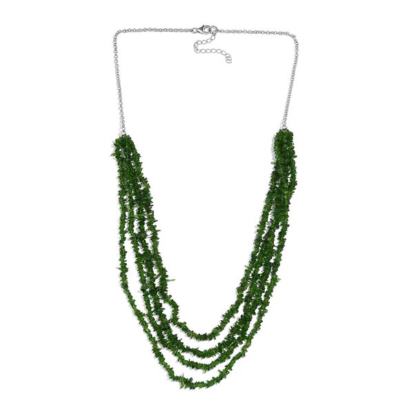 Nat&uuml;rliche Chromdiopsid mehrreihige Halskette, ca. 56 cm + 5 cm Extender 925 Silber rhodiniert ca. 200.00 ct image number 3
