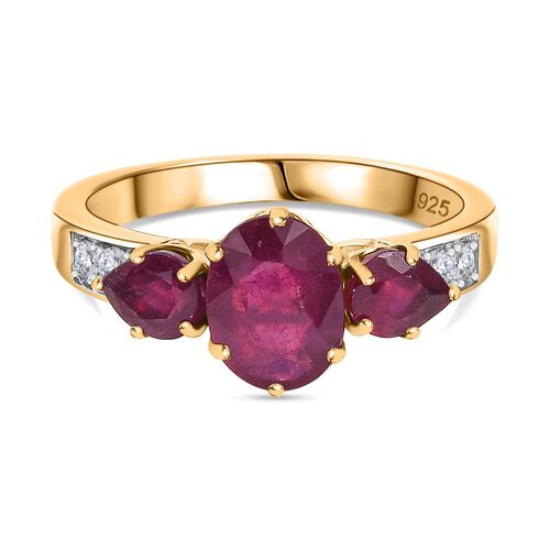 Königliche Eleganz - Afrikanischer Rubin (Fissure gefüllt) Ring, 925 Silber 750 Gelb Vergoldet (Größe 17.00) ca. 2.85 ct image number 0