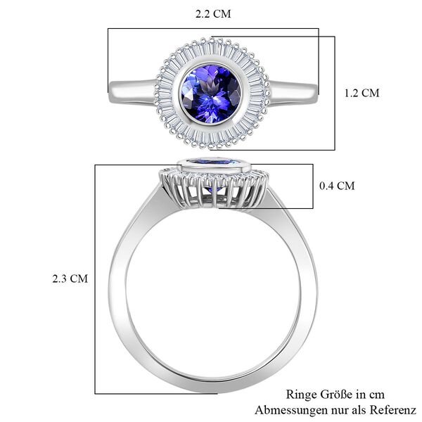 Rhapsody AAAA Tansanit, Weißer Diamant Ring 950 Platin (Größe 17.00) ca. 1,05 ct image number 6