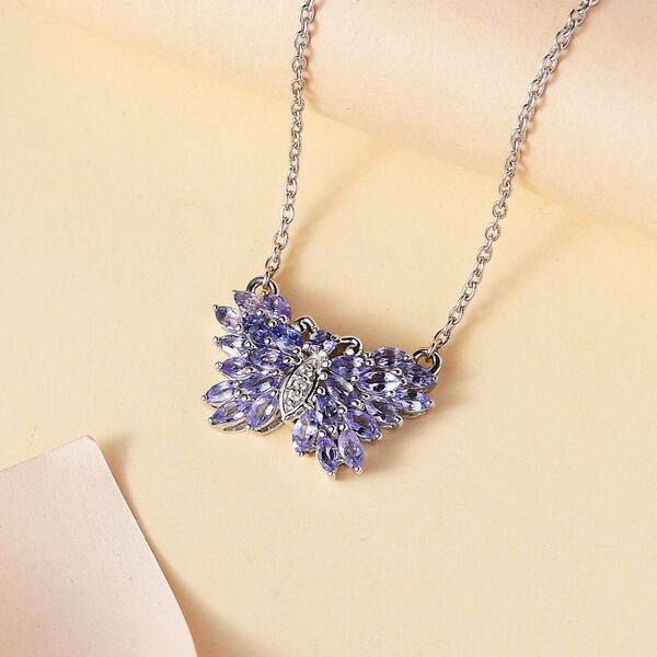 Tansanit und Zirkon Halskette, 45 cm - 2,22 ct. image number 2