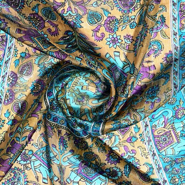 LA MAREY - Seidenschal 100% Seide 50 x 170 cm Blau image number 5